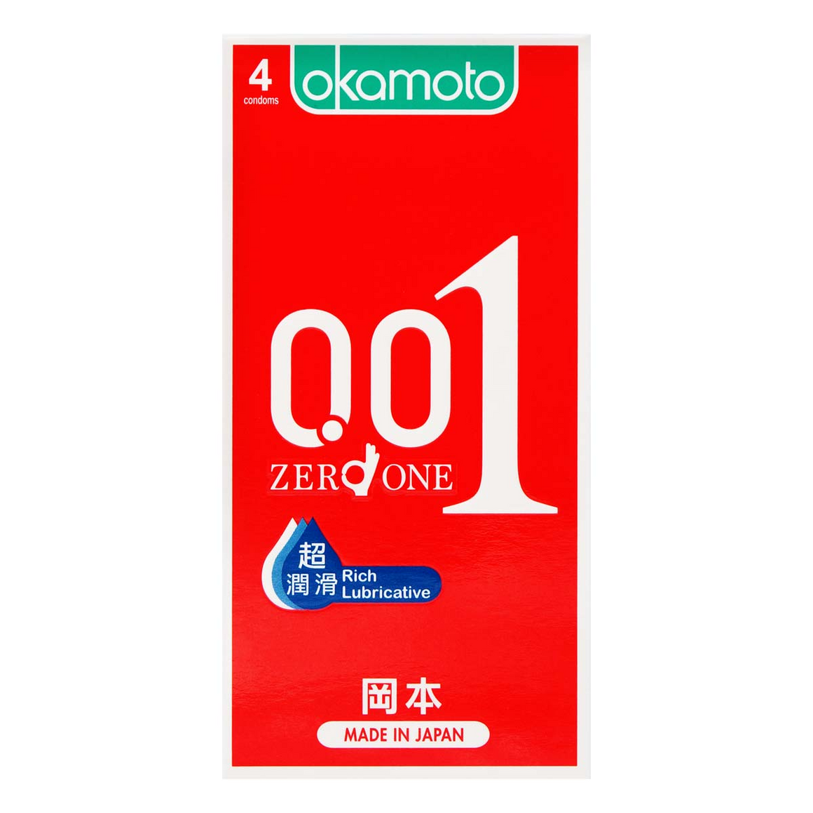 Okamoto 岡本 0.01 水性聚氨酯超潤滑 4 片裝 PU 安全套