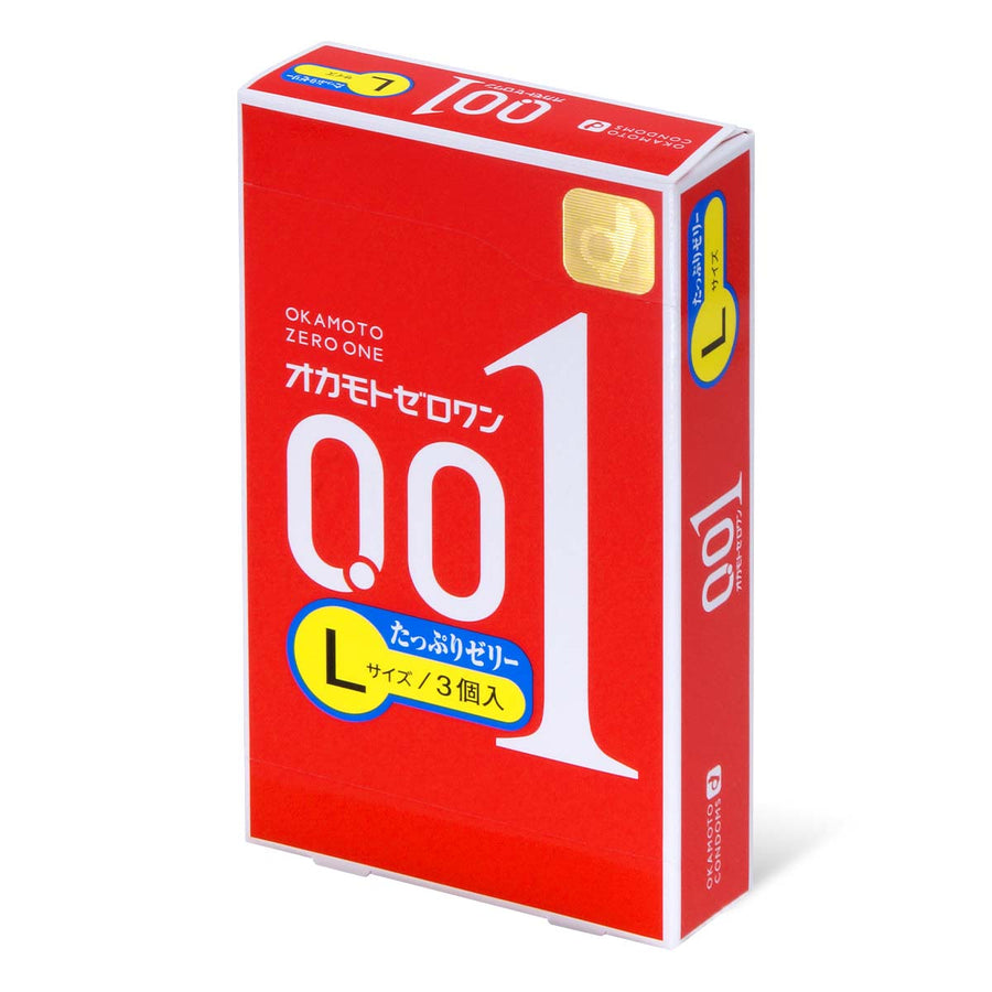 Okamoto 岡本 0.01潤滑劑加量大碼 3 片裝 PU 安全套